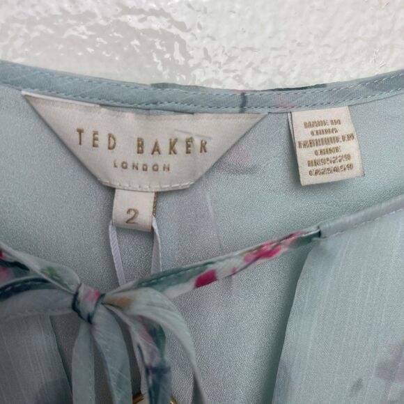 Ted Baker London Klara Sorbet Floral Ruffle Peplum Top Size 2 - Picture 8 of 14